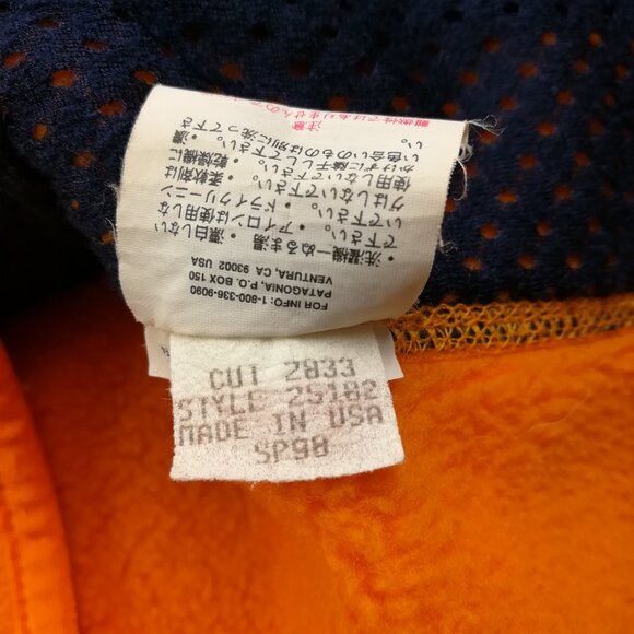 Vintage 1998 Patagonia Vest Synchilla Fleece Full Zip Orange Mens Large USA Made - Picture 5 of 11